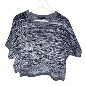 Aritzia Babaton Navy Blue & White Knit Boxy Short Sleeve Cropped Top, Sz S